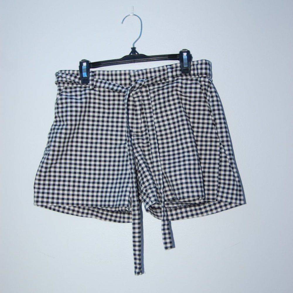 Size 0 Black and White Gingham Banana Republic Tie Shorts